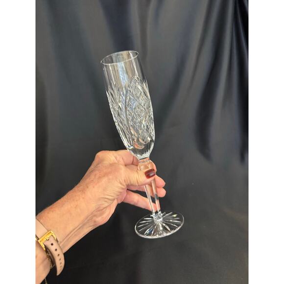 Tall Crystal Cut Glass Champagne Flute - Picture 8 of 10